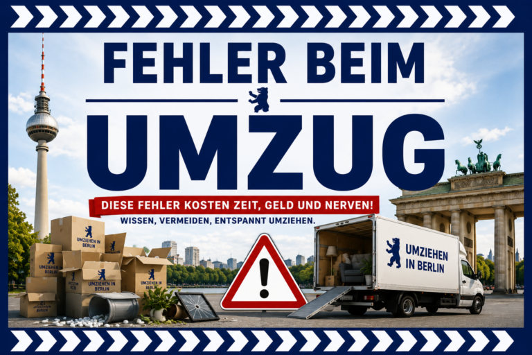 Fehler beim Umzug von Berlin Umzugshelfer mit Hinweis auf typische Umzugsfehler, Planung und stressfreies Umziehen