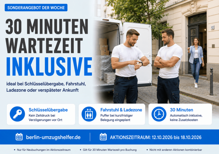 Berliner Umzugshelfer Sonderangebot: 30 Minuten Wartezeit inklusive